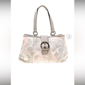 Coach Grey/Pink Signature Canvas Tote